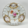 Meissen Porcelain Cabinet Plate, Hand painted Bouquet in the Middle, Scattered Flowers in Each Windows