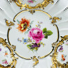 Meissen Porcelain Cabinet Plate, Hand painted Bouquet in the Middle, Scattered Flowers in Each Windows