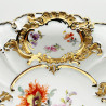 Meissen Porcelain Cabinet Plate, Hand painted Bouquet in the Middle, Scattered Flowers in Each Windows