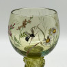 Fritz Heckert Set of Six Hock Glasses Beautifully Enameled with Flowers and Insects