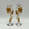 A Pair Old Baccarat Glass Vases, Decorated with Horse Chestnut