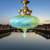 Arts and Crafts Vaseline Glass Large Pendant Lamp