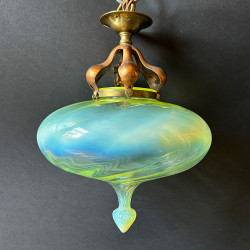 Arts and Crafts Vaseline Glass Large Pendant Lamp