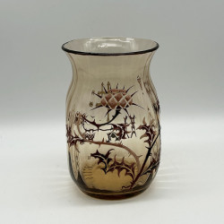 Emile Galle Enamelled Glass Vase Decorated  with Thistles