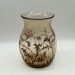 Emile Galle Enamelled Glass Vase Decorated  with Thistles