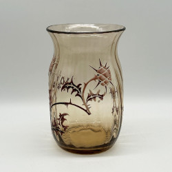 Emile Galle Enamelled Glass Vase Decorated  with Thistles
