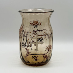 Emile Galle Enamelled Glass Vase Decorated  with Thistles