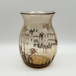 Emile Galle Enamelled Glass Vase Decorated  with Thistles