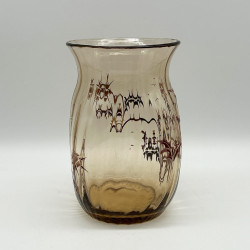 Emile Galle Enamelled Glass Vase Decorated  with Thistles