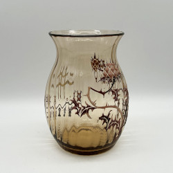 Emile Galle Enamelled Glass Vase Decorated  with Thistles
