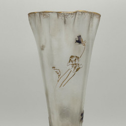 French Art Nouveau Legras Mont Joye Enameled Glass Vase Violet
