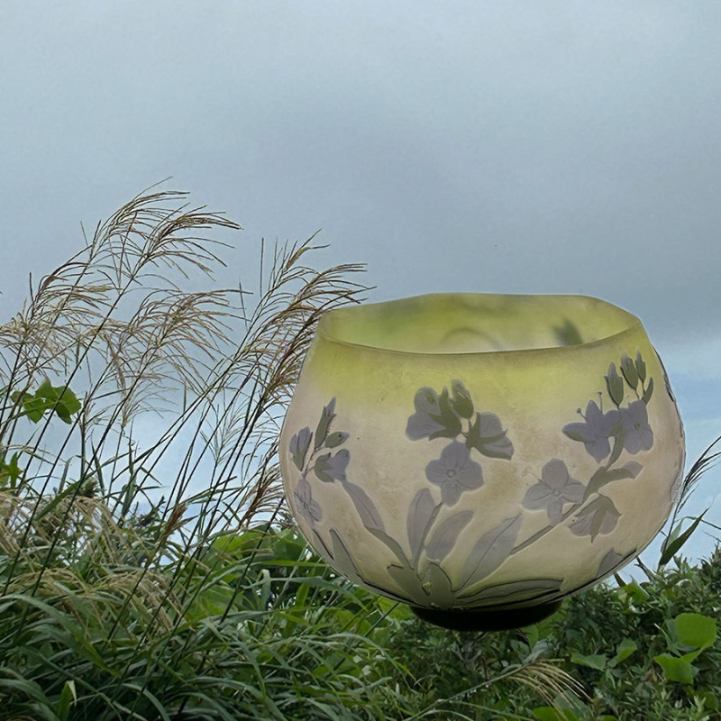 Emile Galle Cameo Glass Bowl Decorated with Flowers
