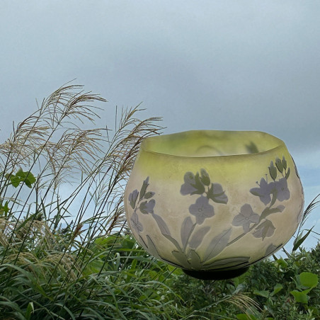 Emile Galle Cameo Glass Bowl Decorated with Flowers
