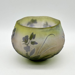 Emile Galle Cameo Glass Bowl Decorated with Flowers