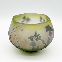 Emile Galle Cameo Glass Bowl Decorated with Flowers