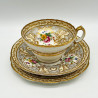 Cauldon China Trio, Decorated with hand Painted Flowers and Gold Leaves