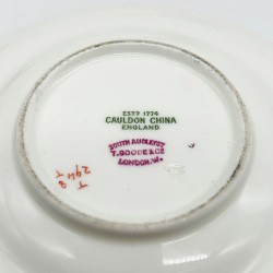 Cauldon China Trio, Decorated with hand Painted Flowers and Gold Leaves