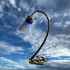 Daum Nancy Table Lamp, Brass Base with Blue and White Mottled Glass Shade