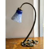 Daum Nancy Table Lamp, Brass Base with Blue and White Mottled Glass Shade