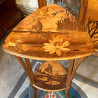 Art Nouveau Marquetry Occasional Table, a Pond Scene with a Water lily and a Dragonfly  by Paul Guth