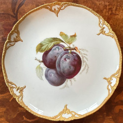 A Pair of KPM Berlin Cabinet Plates Hand Painted with Fruits