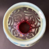 Arts and Crafts Vaseline and Cranberry Glass Ceiling Lamp with Beautiful Pattern