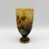 Daum Freres Glass Vase, Acid Etched Overlaid, Enamelled, and Vitrified with Gooseberries