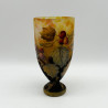 Daum Freres Glass Vase, Acid Etched Overlaid, Enamelled, and Vitrified with Gooseberries