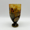 Daum Freres Glass Vase, Acid Etched Overlaid, Enamelled, and Vitrified with Gooseberries