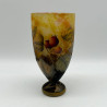 Daum Freres Glass Vase, Acid Etched Overlaid, Enamelled, and Vitrified with Gooseberries