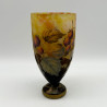 Daum Freres Glass Vase, Acid Etched Overlaid, Enamelled, and Vitrified with Gooseberries