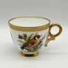 Royal Worcester Porcelain Cup & Saucer, Hand Painted with Bouquet and Bird, Decorated with Bijoux