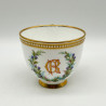 Royal Worcester Porcelain Cup & Saucer, Hand Painted with Bouquet and Bird, Decorated with Bijoux