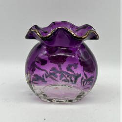 Legras Mont Joye Enamelled Glass Vase Decorated with Anemone