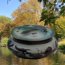Emile Galle Cameo Glass Box and Cover, Designed...