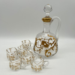 Old Baccarat Glass Liqueur Set, Comprising 1decanter, 6 Liqueur Glasses, 1 Tray