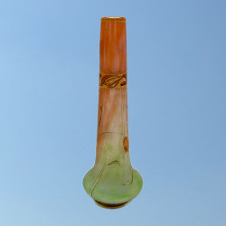 Daum Freres Cameo and Enamelled Glass Vase Decorated with Tulips