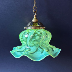Aerts and Ctafts Vaseline Glass Ceiling Pendant Lamp with Pattern