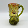 Emile Galle Mottled Glass Jug, Acid Etched, Enamelled and Applied Orchid