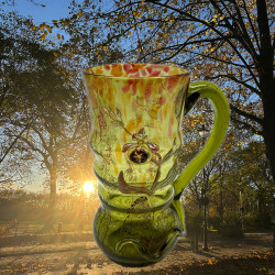 Emile Galle Mottled Glass Jug, Acid Etched,...