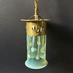 Arts & Crafts John Walsh Walsh Vaseline Ceiling Pendant Lamp with Teardrop Pattern