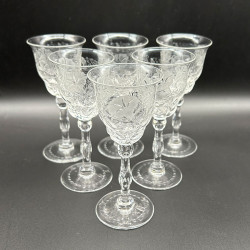Thomas Webb & Sons Set of Six Liqueur Glasses Intaglio Cut with Morning Glory