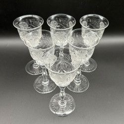 Thomas Webb & Sons Set of Six Liqueur Glasses Intaglio Cut with Morning Glory