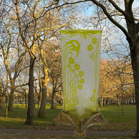 Art Nouveau Period Baccarat Cameo Glass Vase with Metal Vase