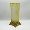 Art Nouveau Period Baccarat Cameo Glass Vase with Metal Vase