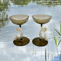 A Pair Art Deco Bimini Mermaid Drinking Glasses