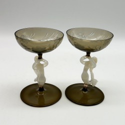 A Pair Art Deco Bimini Mermaid Drinking Glasses