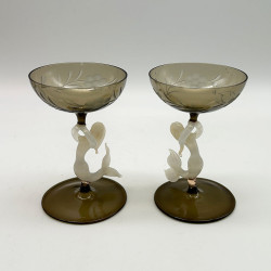 A Pair Art Deco Bimini Mermaid Drinking Glasses