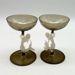 A Pair Art Deco Bimini Mermaid Drinking Glasses