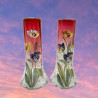 Legras Mont Joye a Pair Enamelled Glass Vases Decorated With Pansies